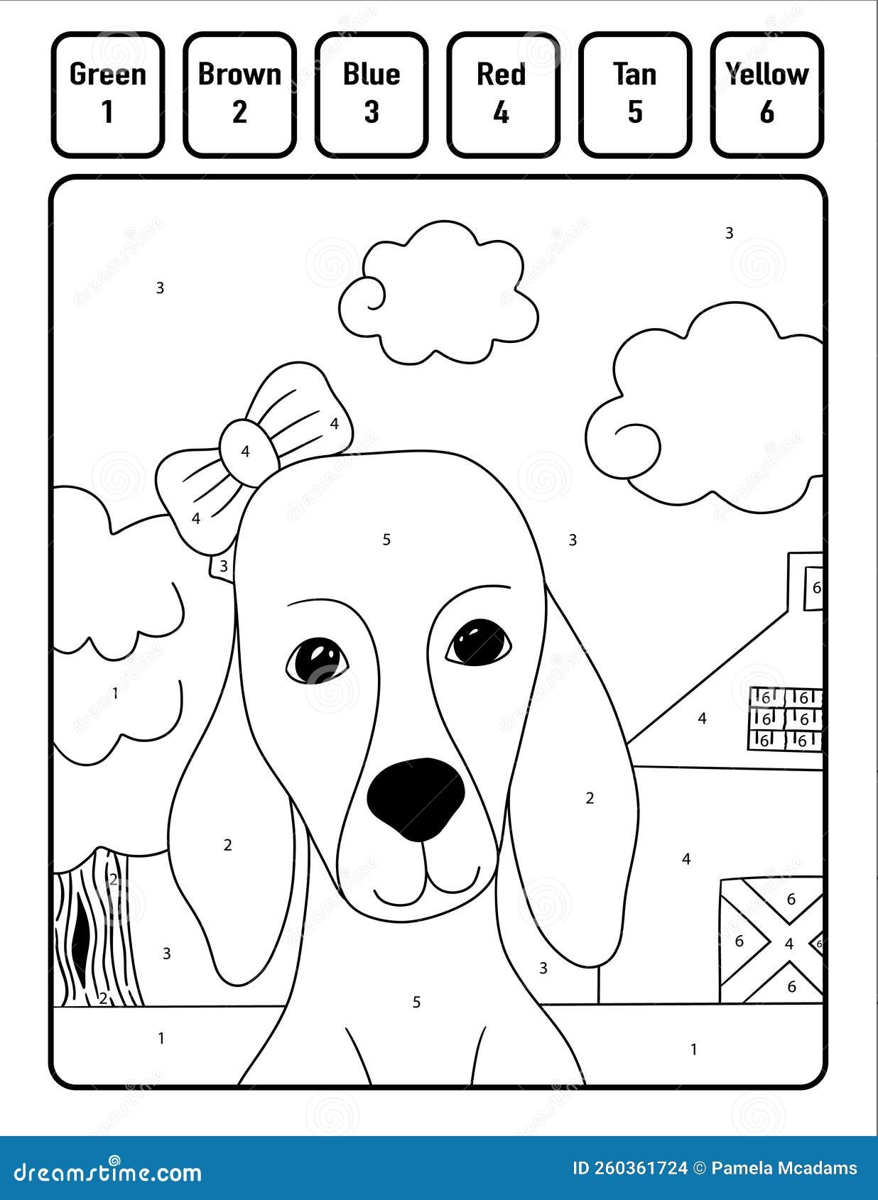 Dog Color By Number Printable