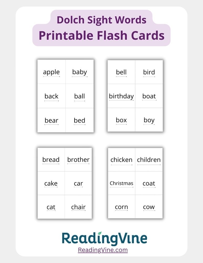 Dolch Sight Words Flash Cards Free Printable