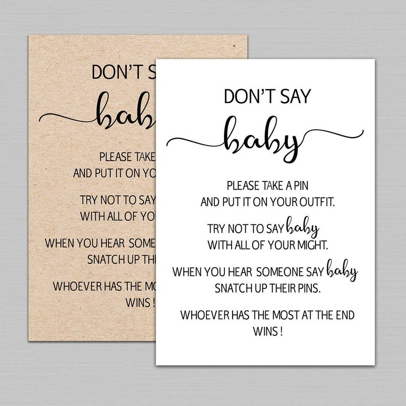 Dont Say Baby Game Printable Dont Say Baby Sign Don 39 t Etsy