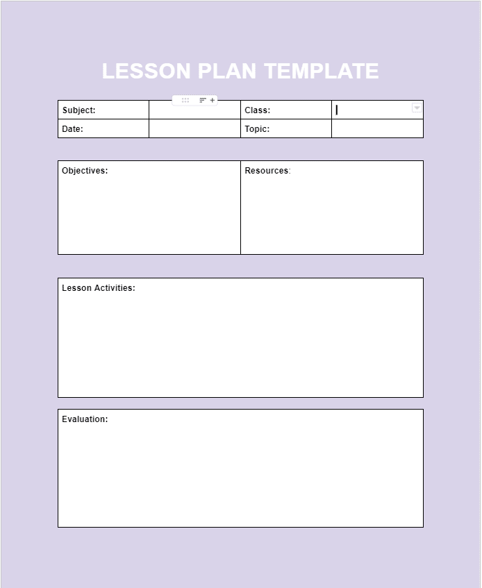 Download A Lesson Plan Template For Google Docs 10 Options