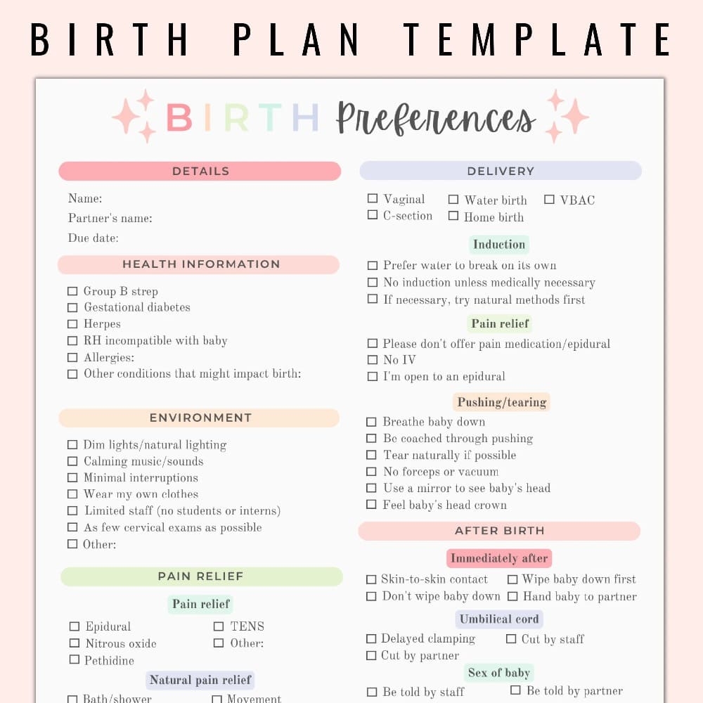 Download Birth Plan Template Image Free Download And Print For You 