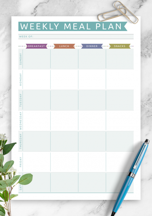 meal plan template pdf