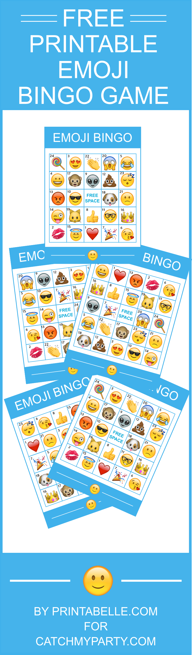 Download This Free Fantastic Printable Emoji Bingo Game Catch My Party