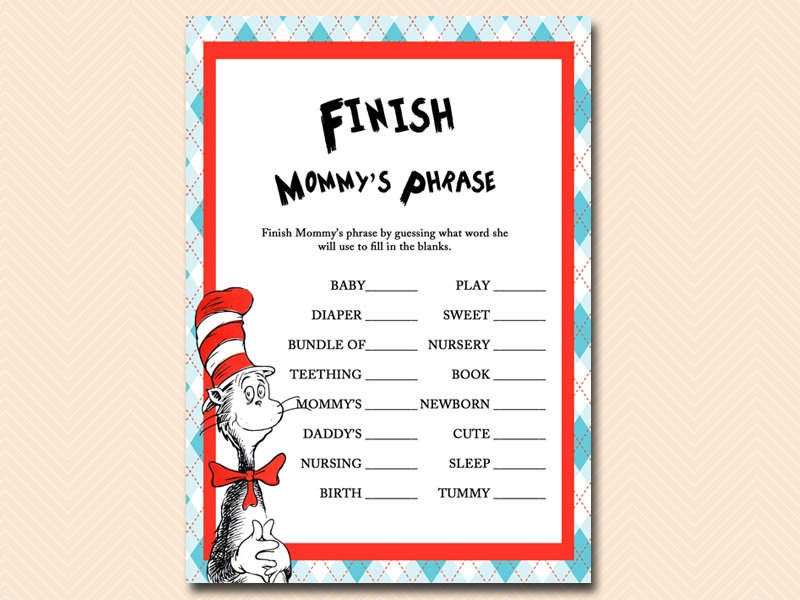 Dr Seuss Baby Shower Games Magical Printable