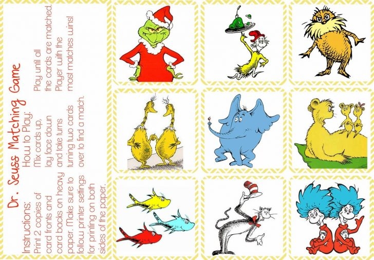 Dr Seuss Matching Game Dr Seuss Game Dr Seuss Day Dr Printable