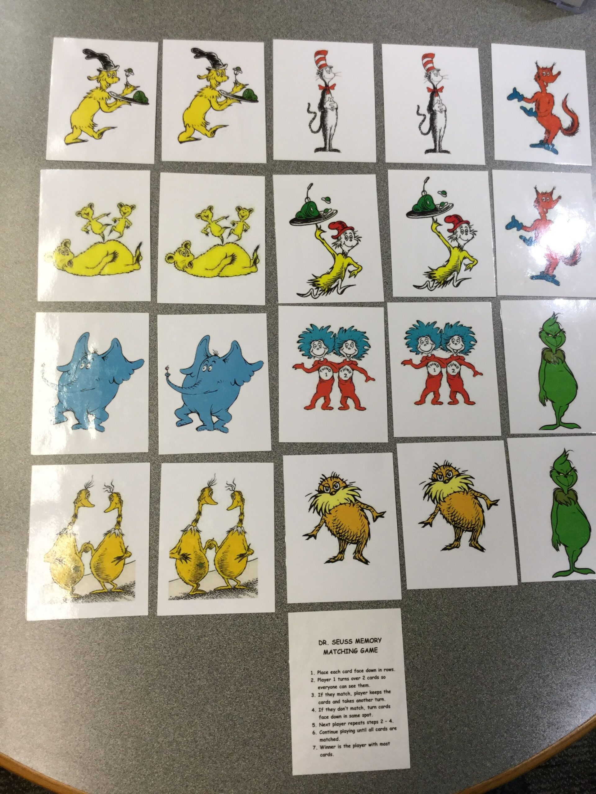 Dr Seuss Matching Game Printable