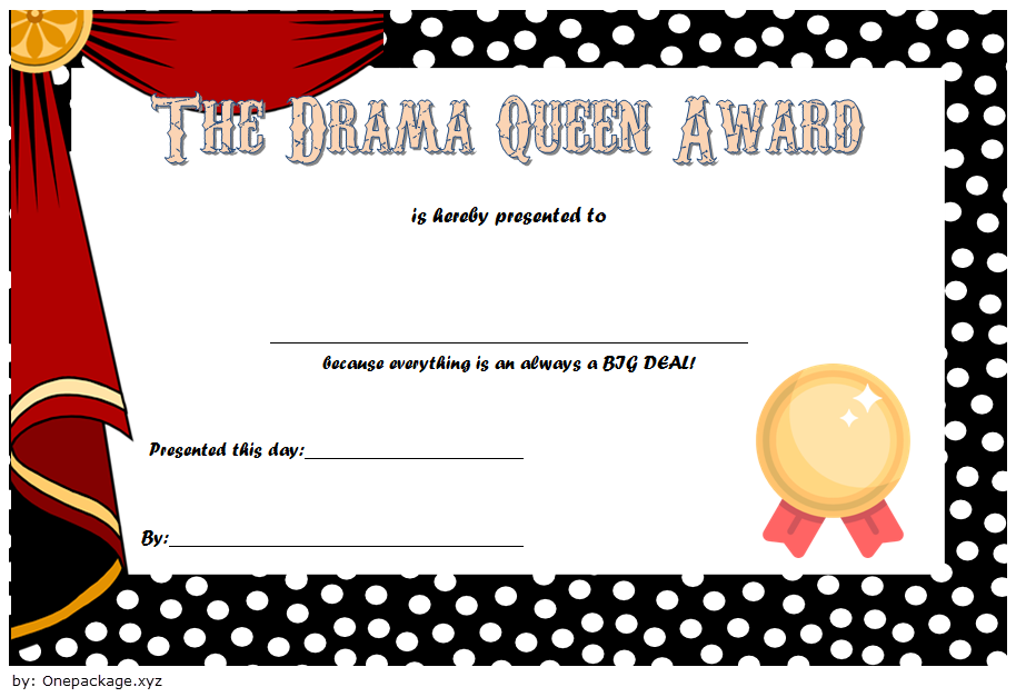 Drama Queen Award Certificate FREE Printable