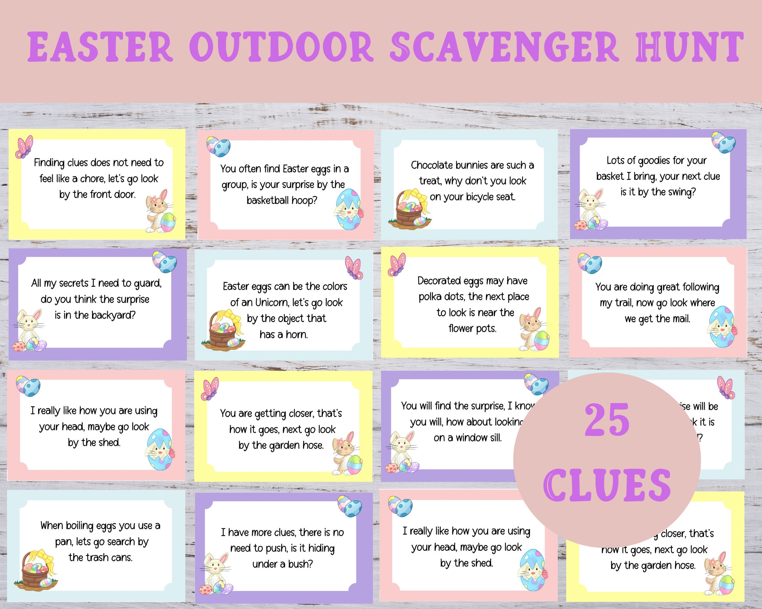 Easter Outdoor Scavenger Hunt Printable Easter Treasure Hunt Kids 
