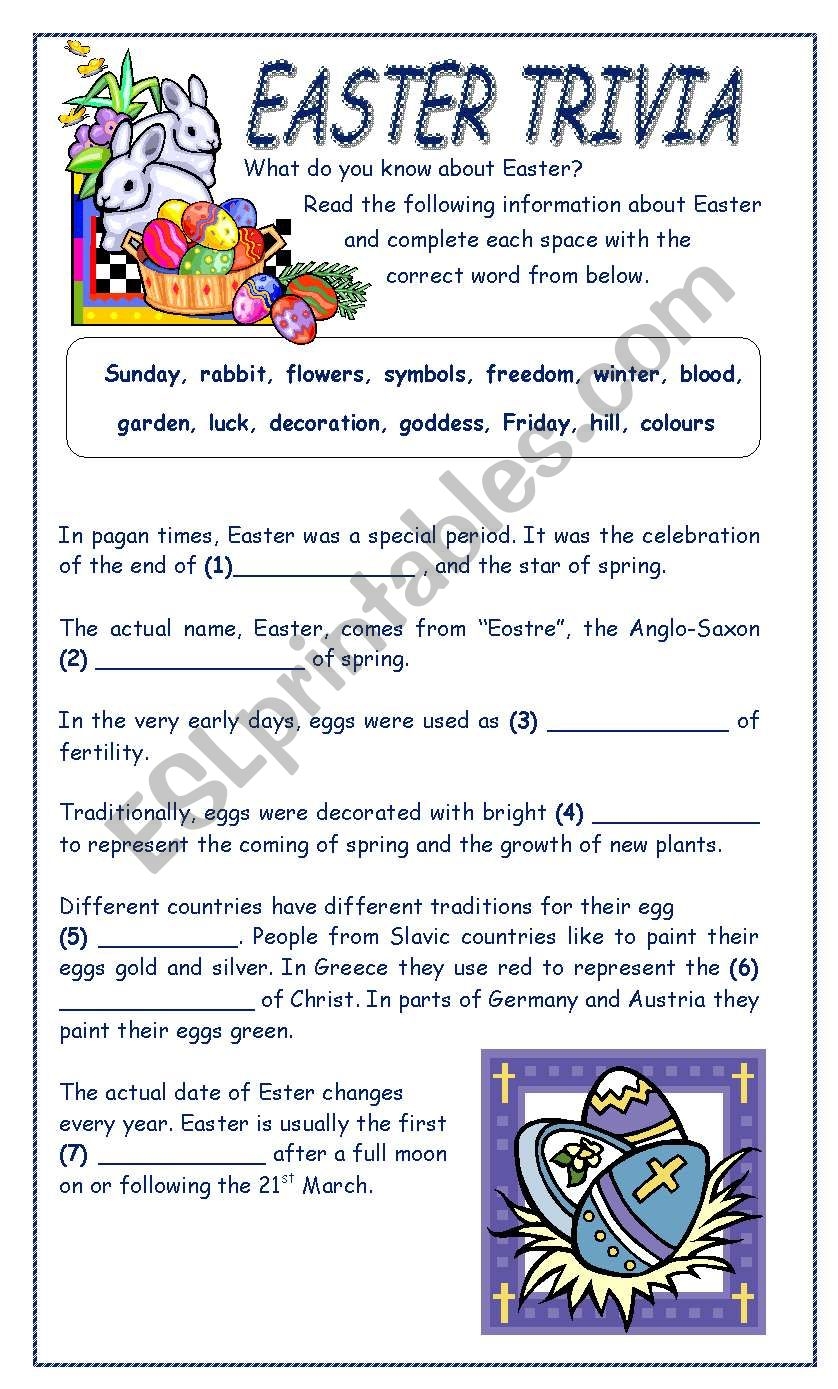 Easter Trivia Printable Printable Word Searches