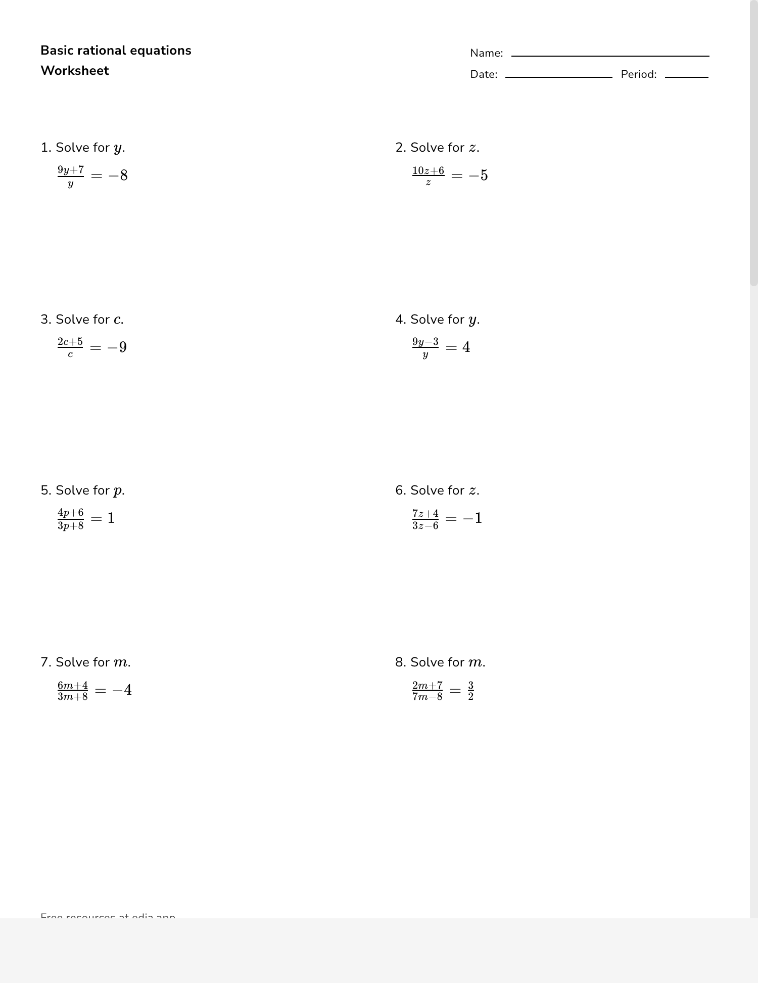 Edia Free Math Homework In Minutes Worksheets Library