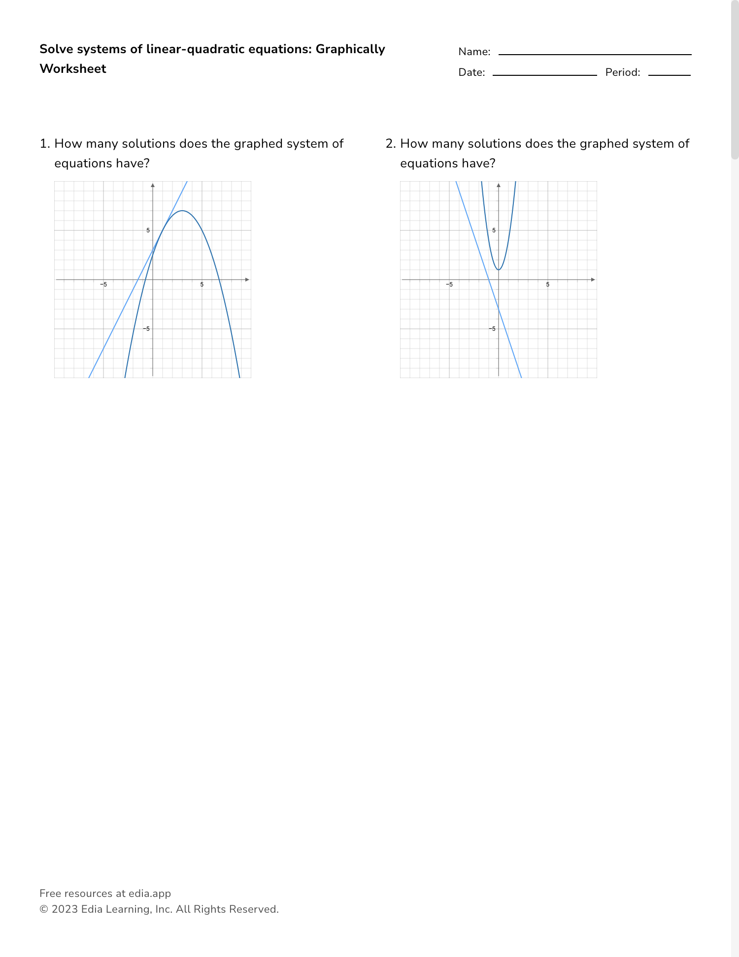 solving systems of equations graphically worksheet