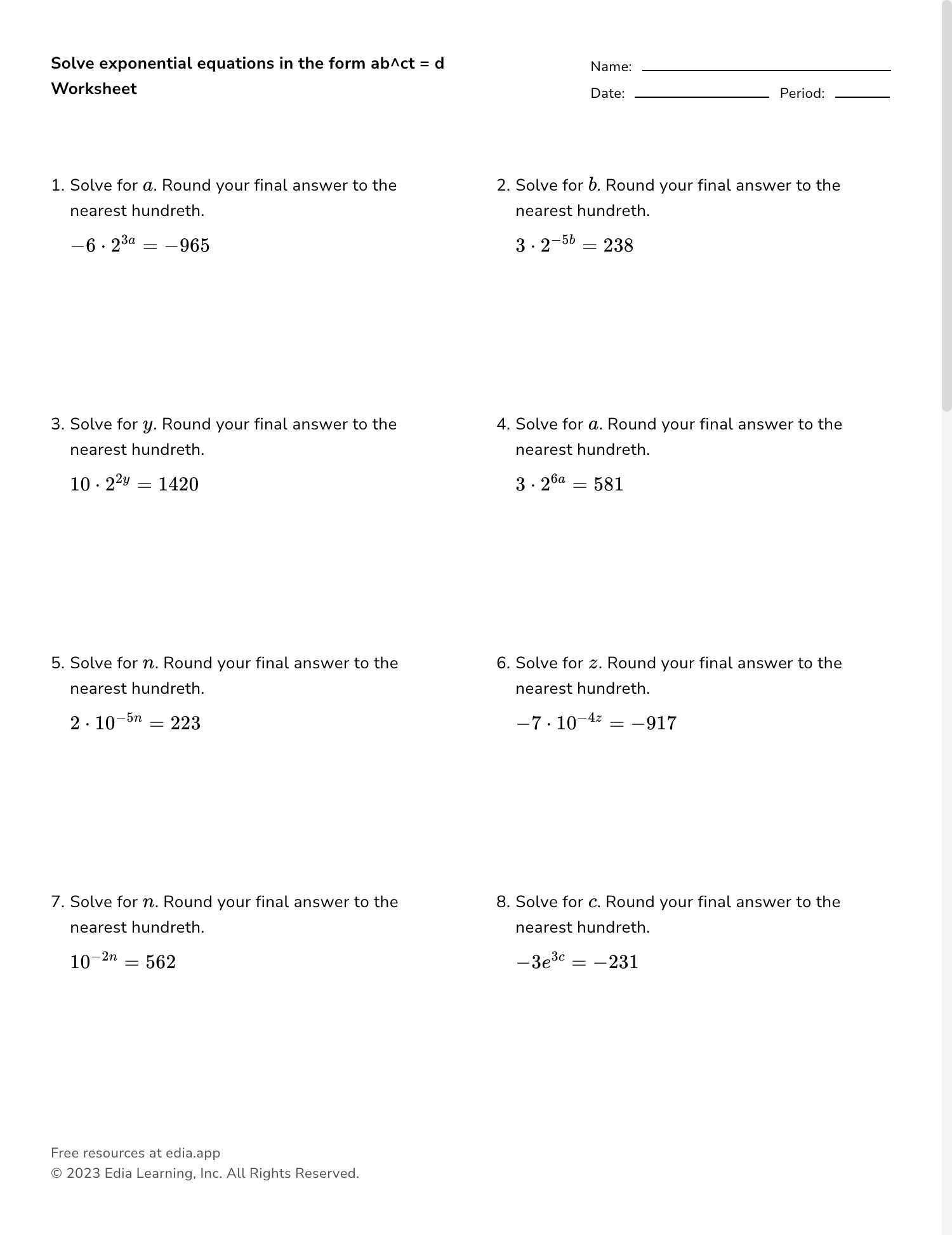 Edia Free Math Homework In Minutes Worksheets Library