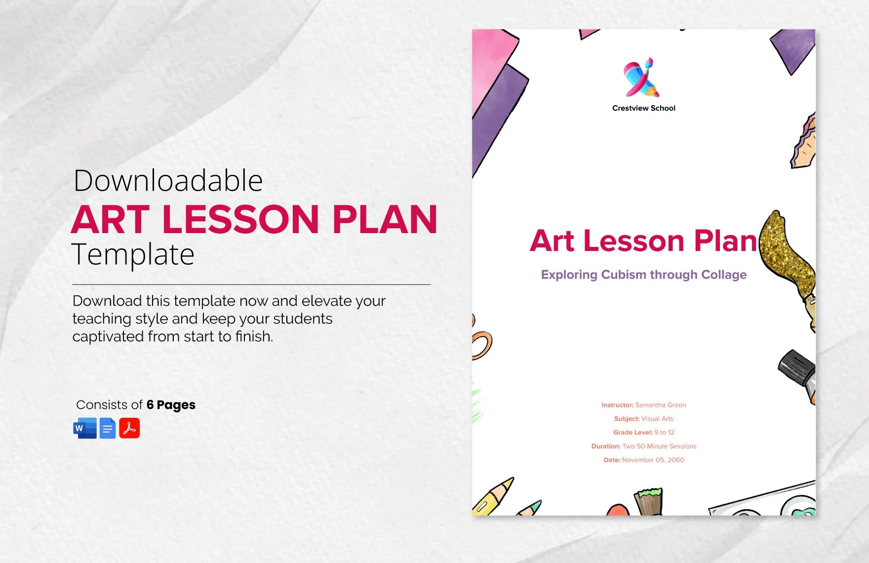 Editable Art Lesson Plan Templates In PDF To Download