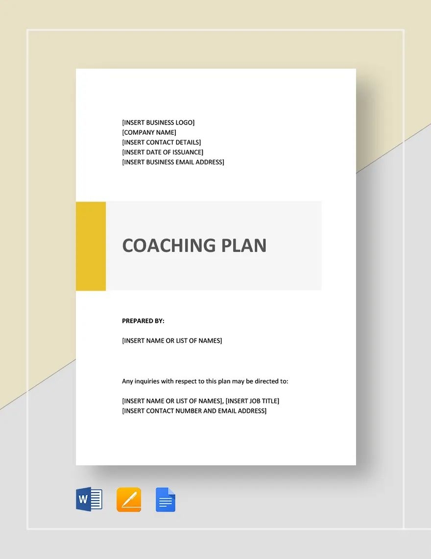 Editable Coaching Plan Templates In PDF To Download
