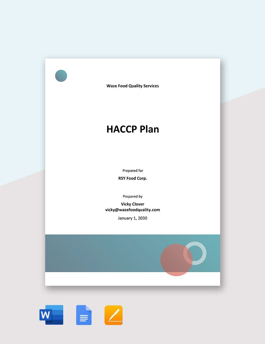 Editable HACCP Plan Templates In Word To Download