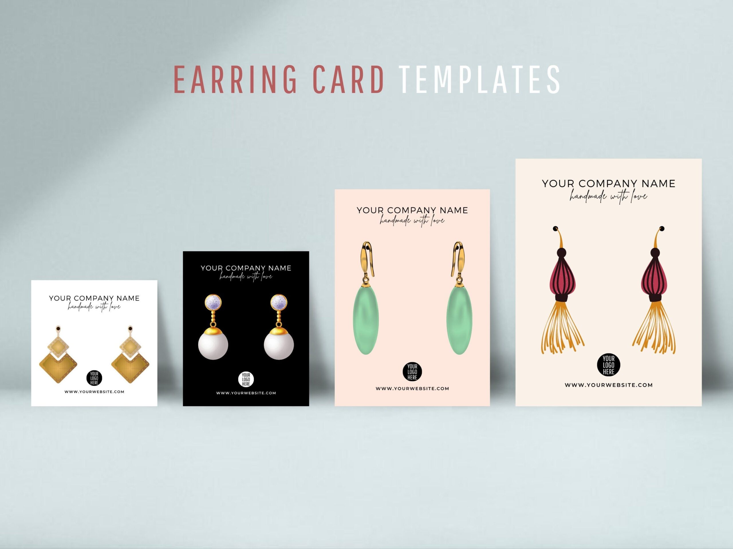 Editable Jewelry Display Card Templates Printable Earring Card Bundle
