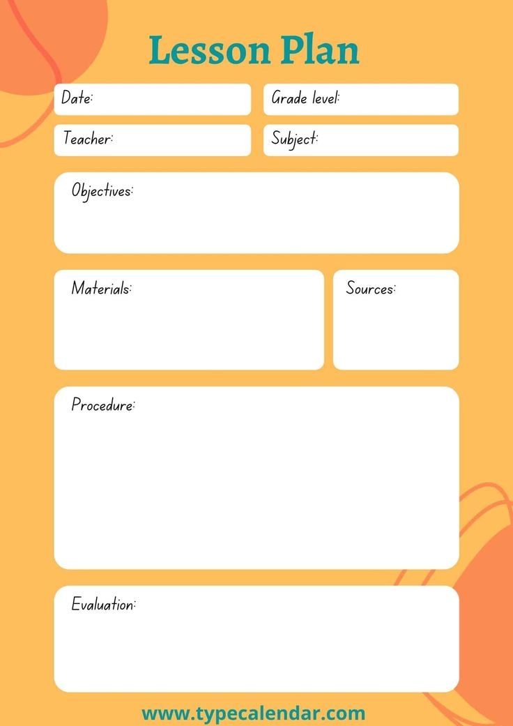 Editable Lesson Plan Template For Elementary School