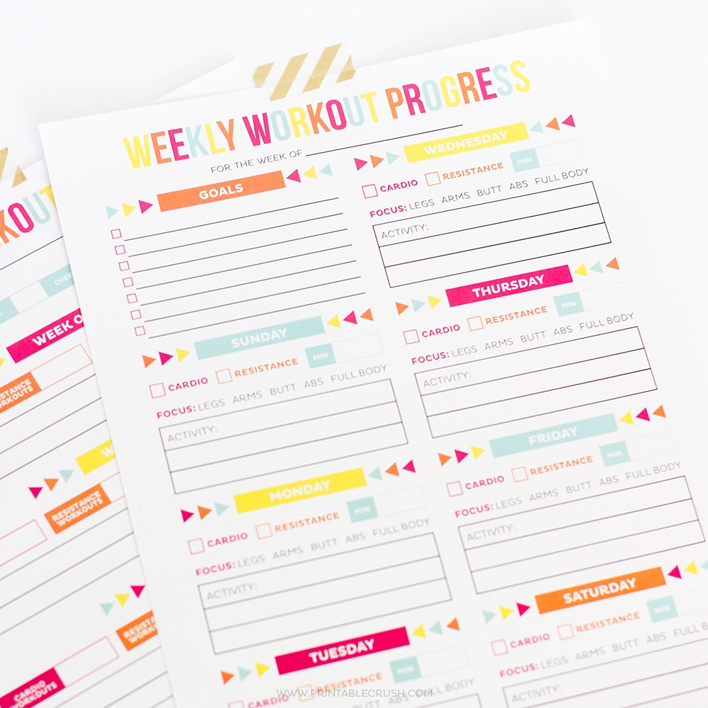 Editable Printable Workout Schedule Printable Crush