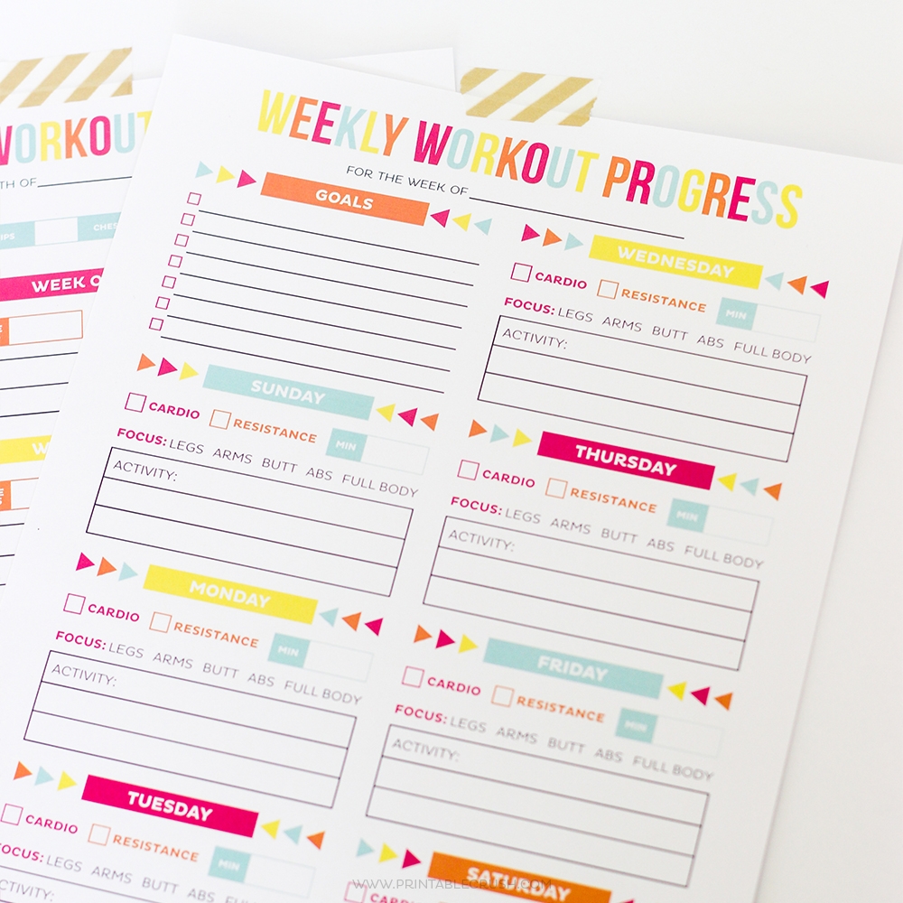 Editable Printable Workout Schedule Printable Crush