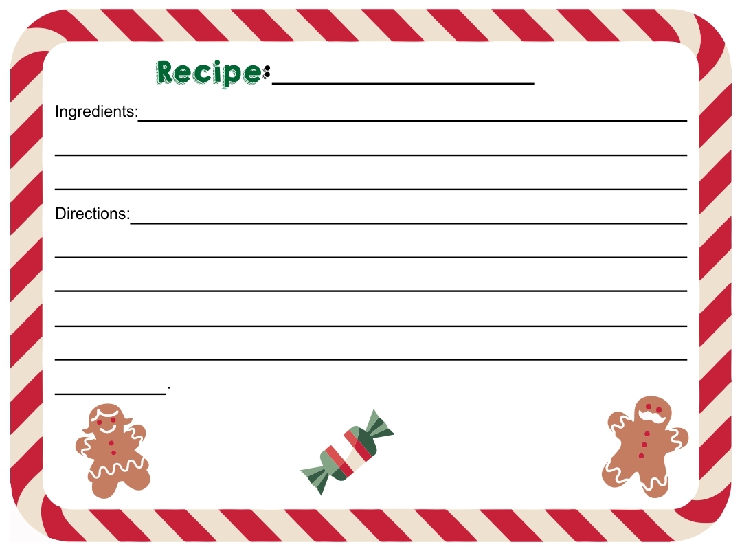 Editable Recipe Card Template Christmas 10 Free PDF Printables 