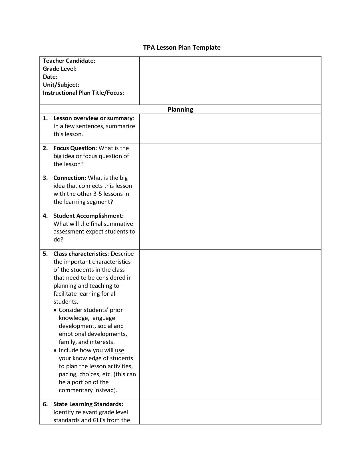 edtpa unit plan template