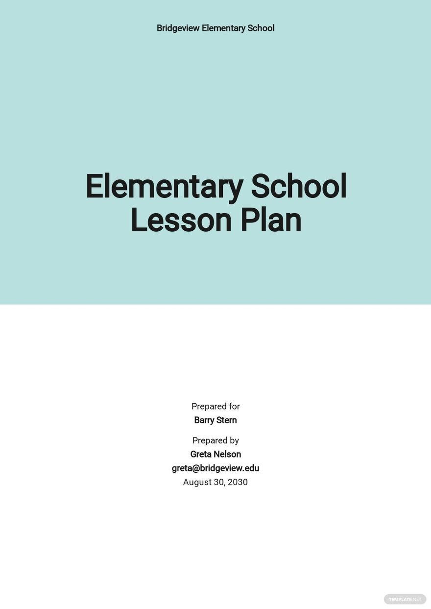 Elementary Lesson Plan Template Google Docs Word Apple Pages 