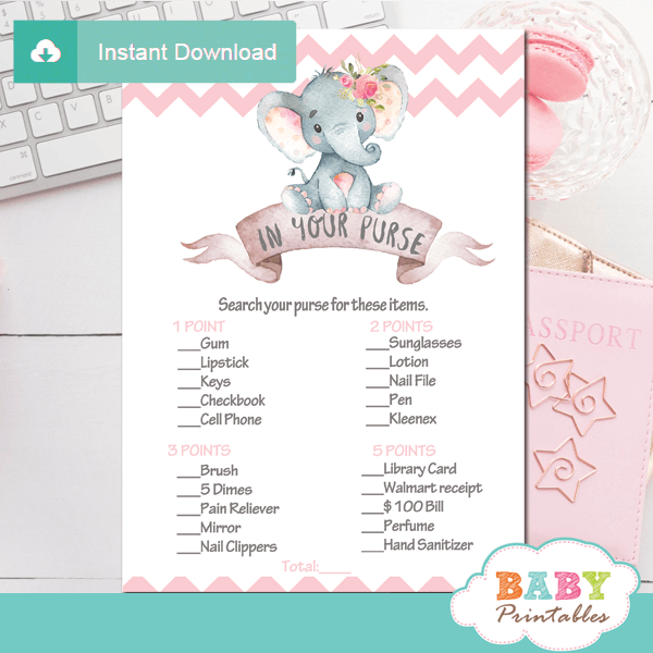 Elephant Baby Shower Games Baby Printables