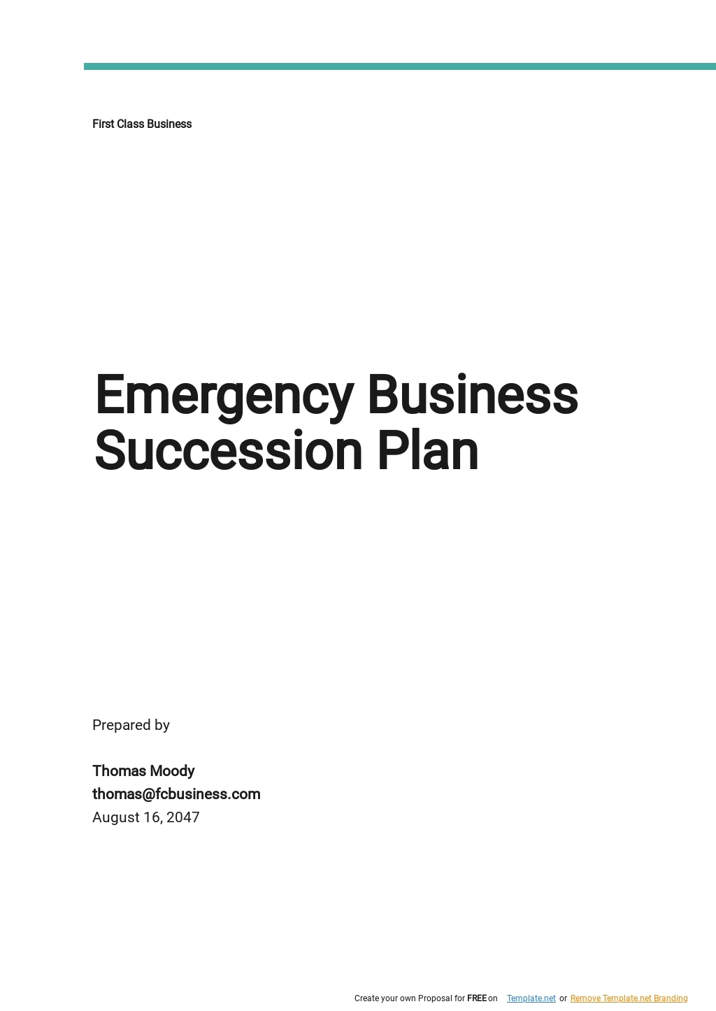 Emergency Business Succession Plan Template Google Docs Word Apple 