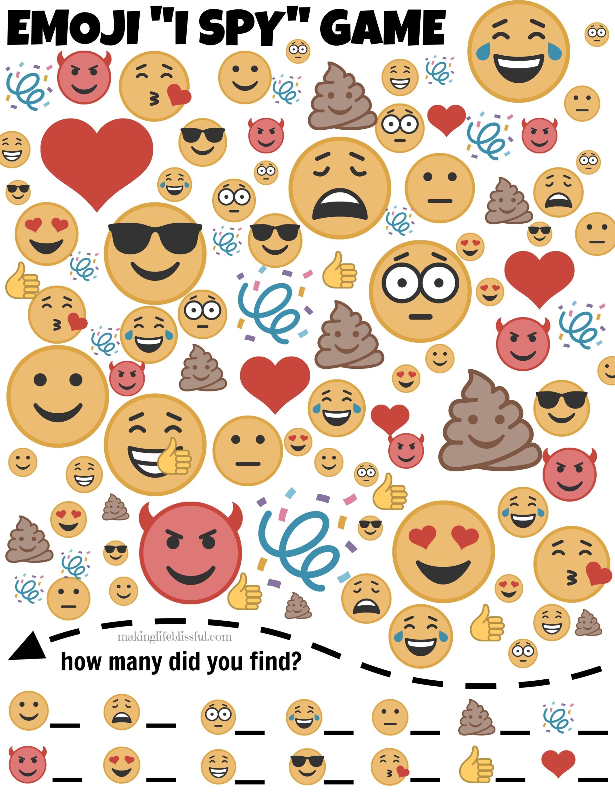 Emoji I Spy Printable Game Making Life Blissful