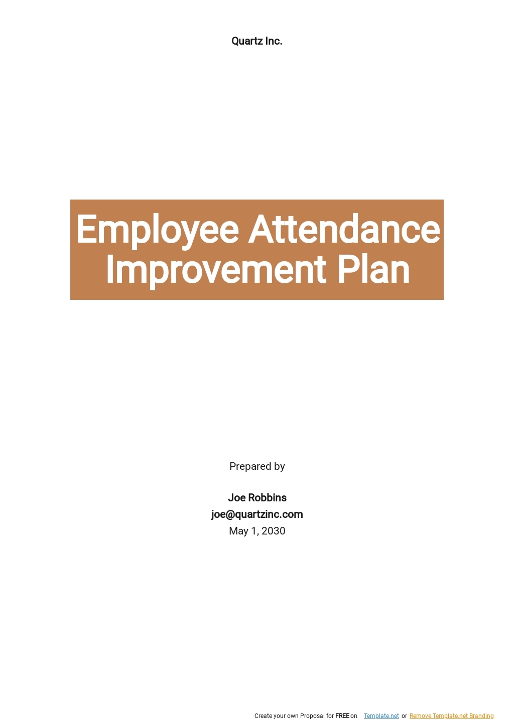 employee work improvement plan template