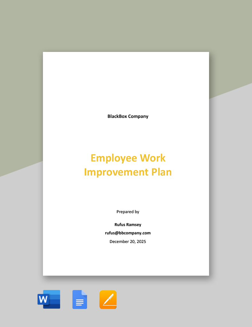 Employee Work Improvement Plan Template In Word Google Docs Pages 