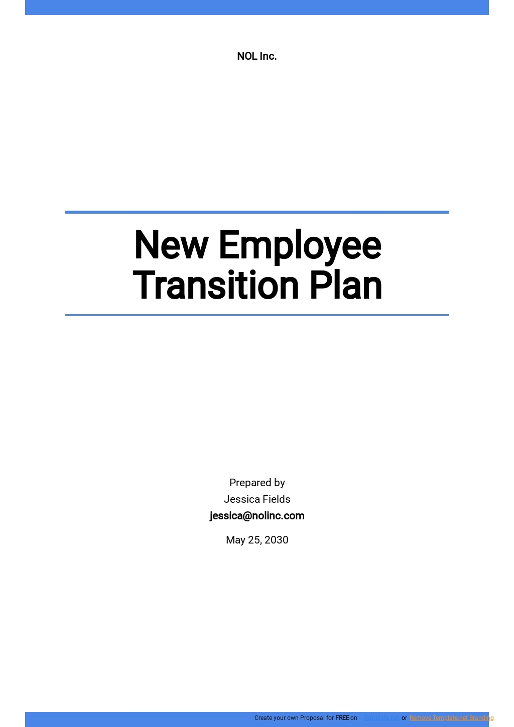 Employee Work Transition Plan Template Google Docs Word Apple Pages 