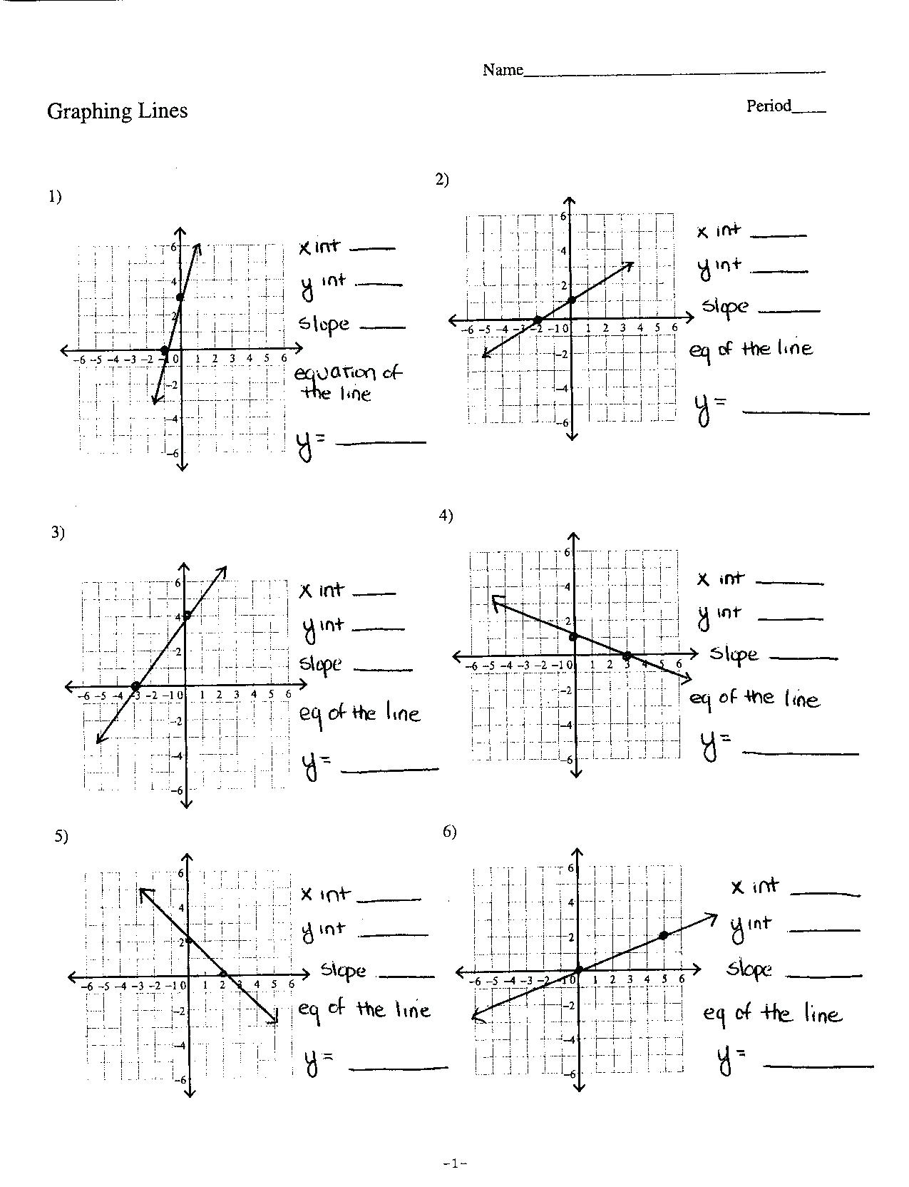 graphing the equation of a line worksheet