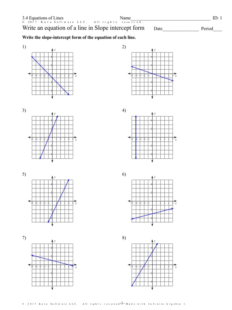 Equation Of A Line Worksheet PDF Worksheets Library