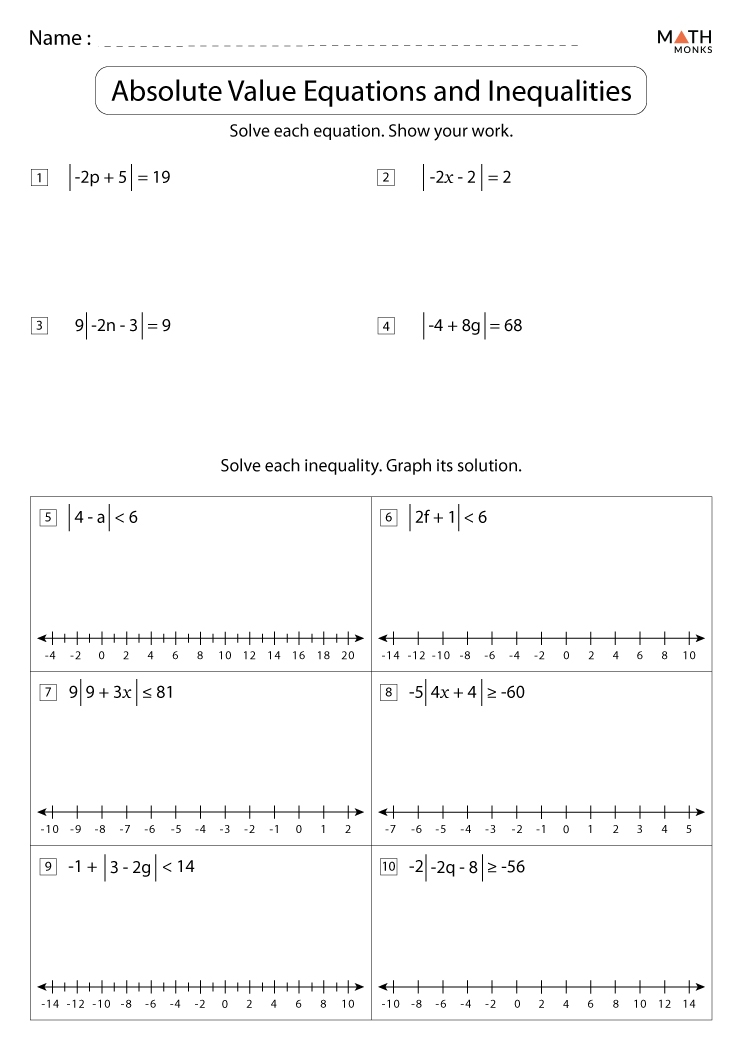Equations And Inequalities Worksheet And Answers Mastering Algebra