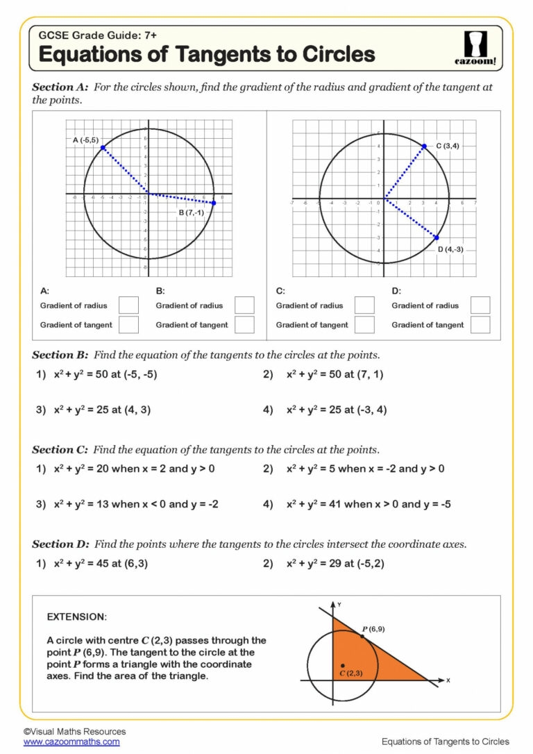 equations of circles worksheet