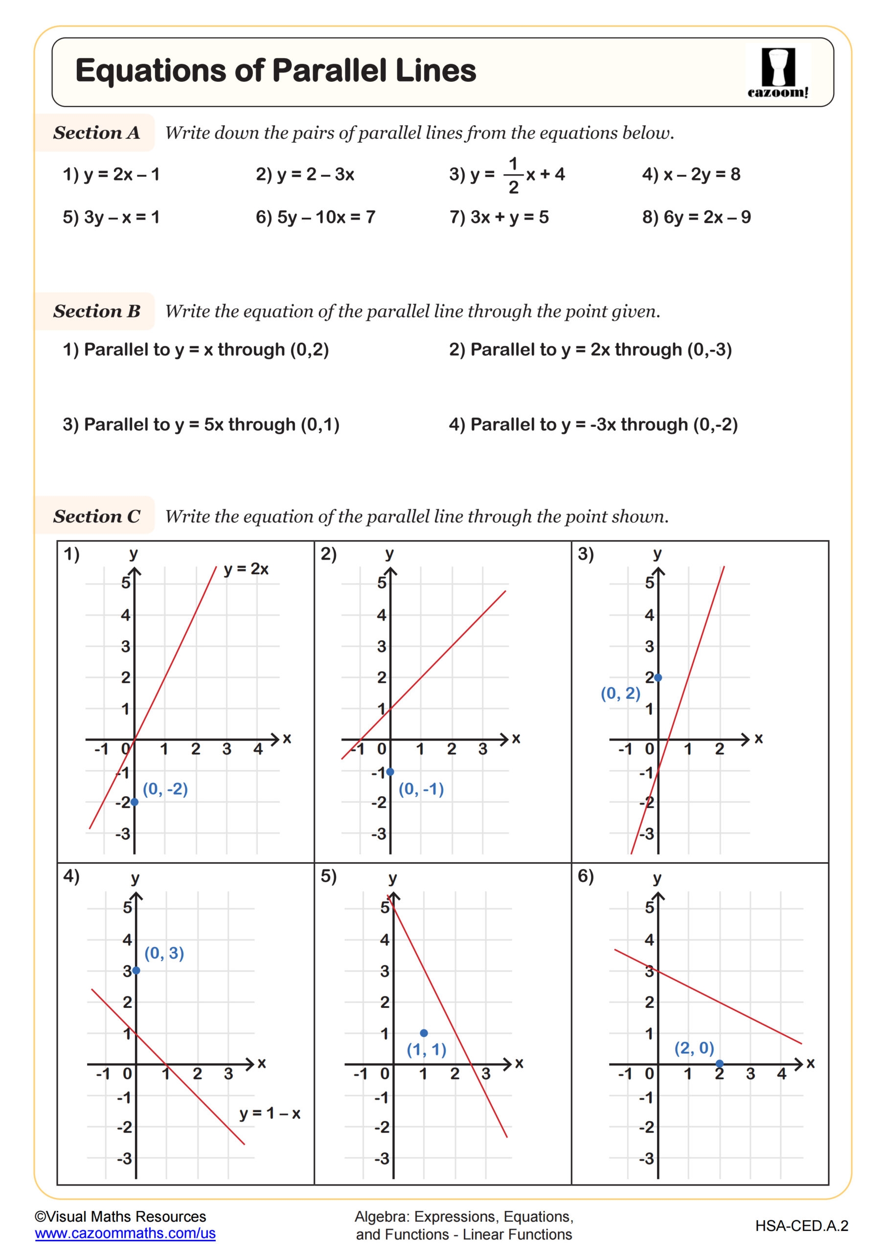 Equations Of Parallel Lines Worksheet Algebra I PDF Worksheets 