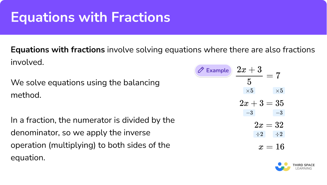 Equations With Fractions GCSE Maths Steps Examples Worksheets