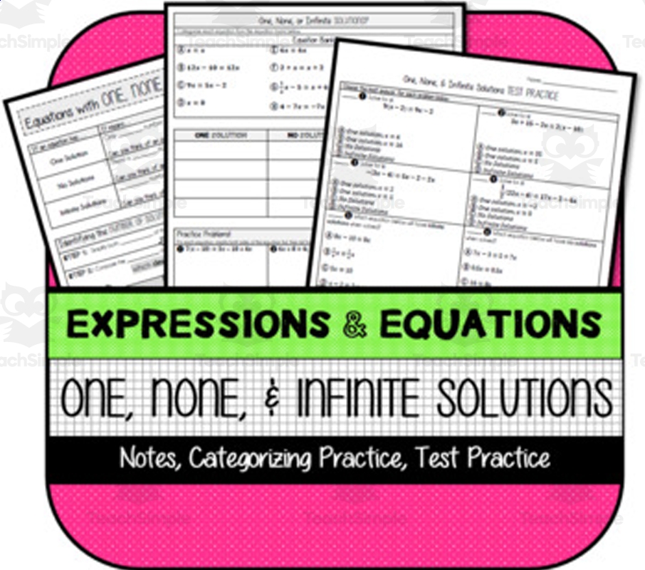 Equations With One None Infinite Solutions NOTES PRACTICE