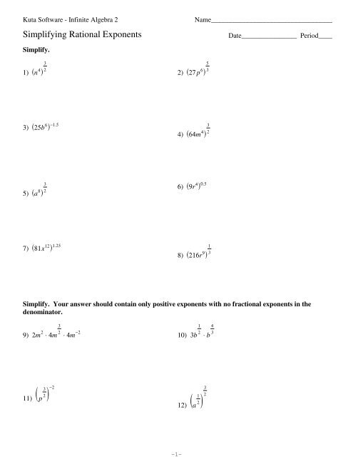Equations With Rational Exponents Worksheet A 9 3 Answers Tessshebaylo