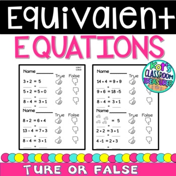 Equivalent Equations Worksheet FREE By KOT 39 S CLASSROOM TREASURES