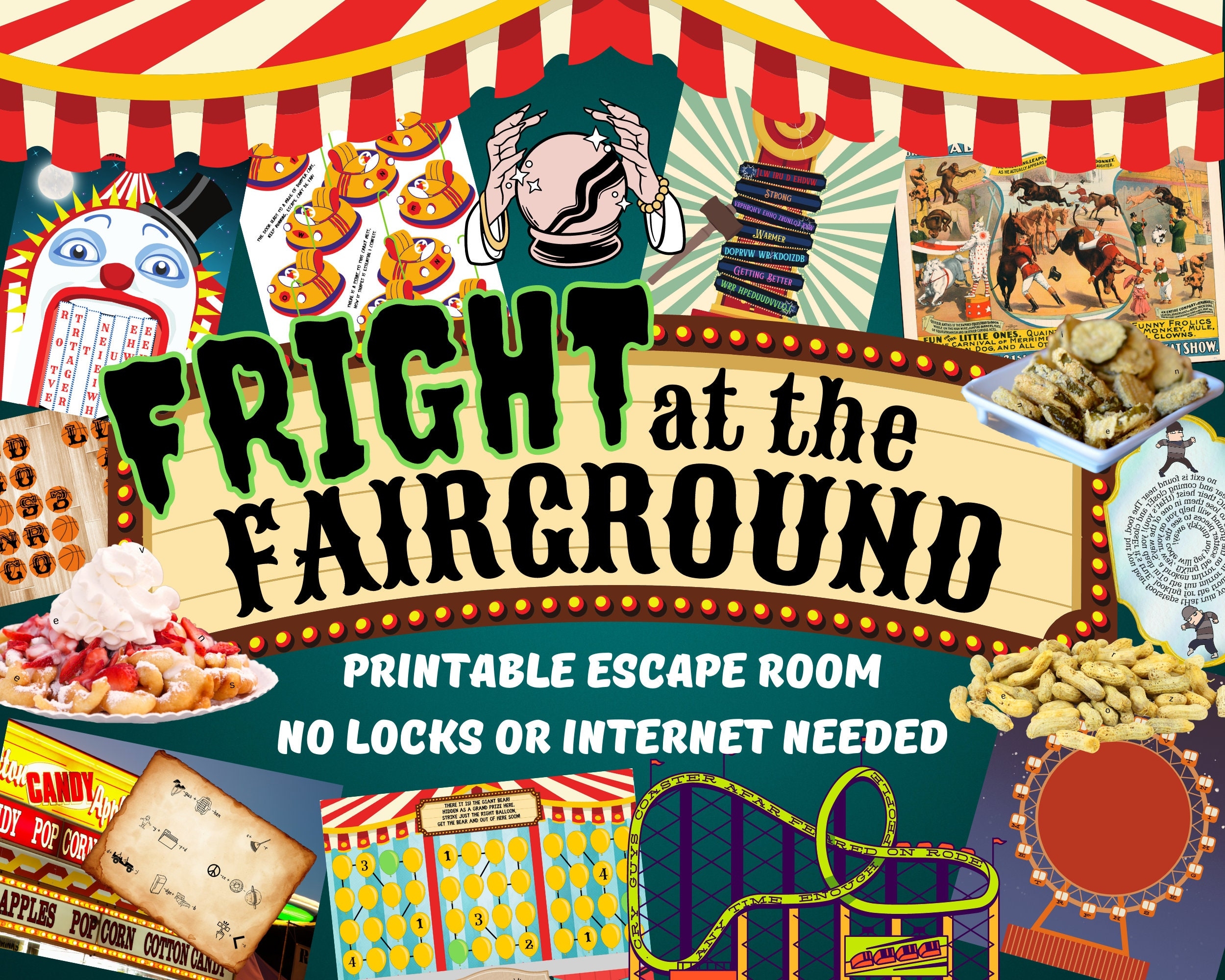 Escape Room Game Fright At The Fairground Printable Party Kit For 