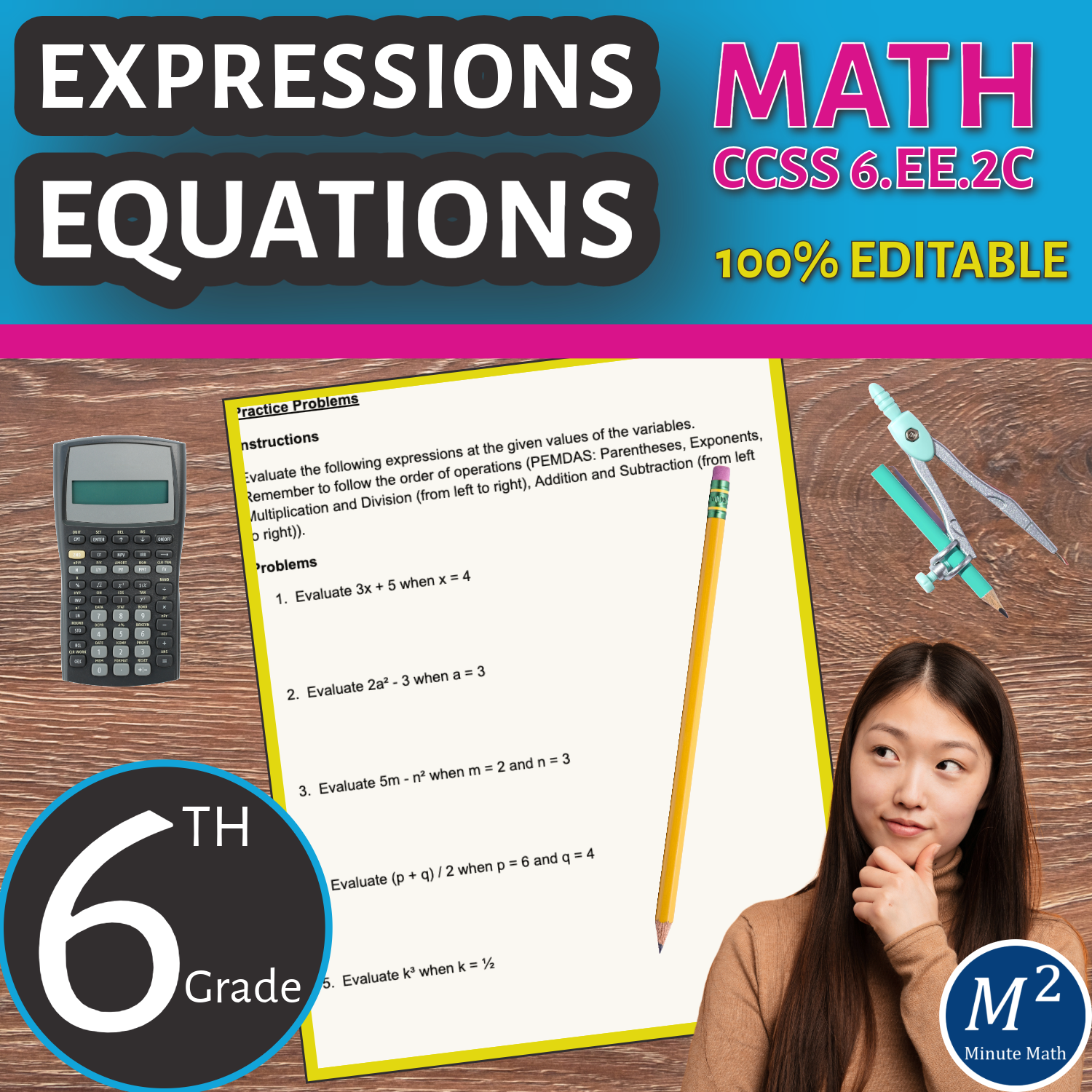 Evaluating Expressions And Simplifying Equations Worksheet Minute Math