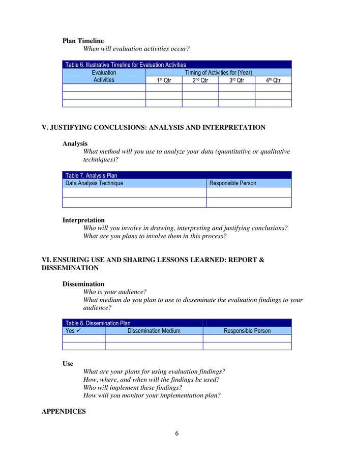 evaluation plan template