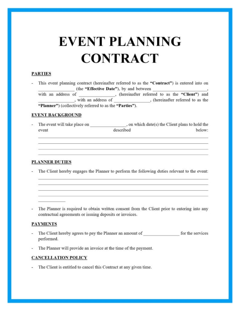 Event Planning Agreement Template