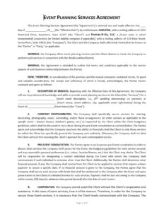 Event Planning Agreement Template