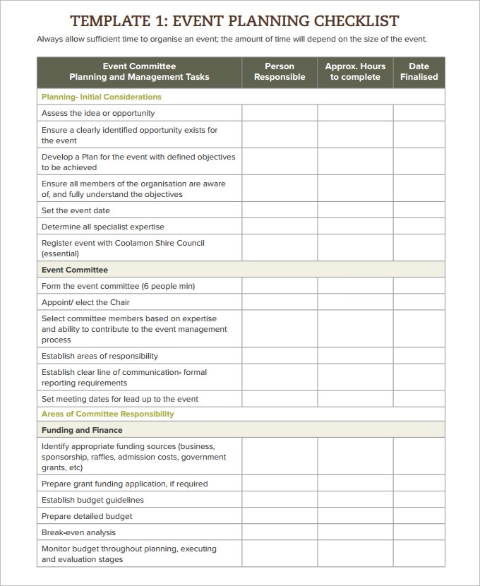 Event Planning Template Word Doc