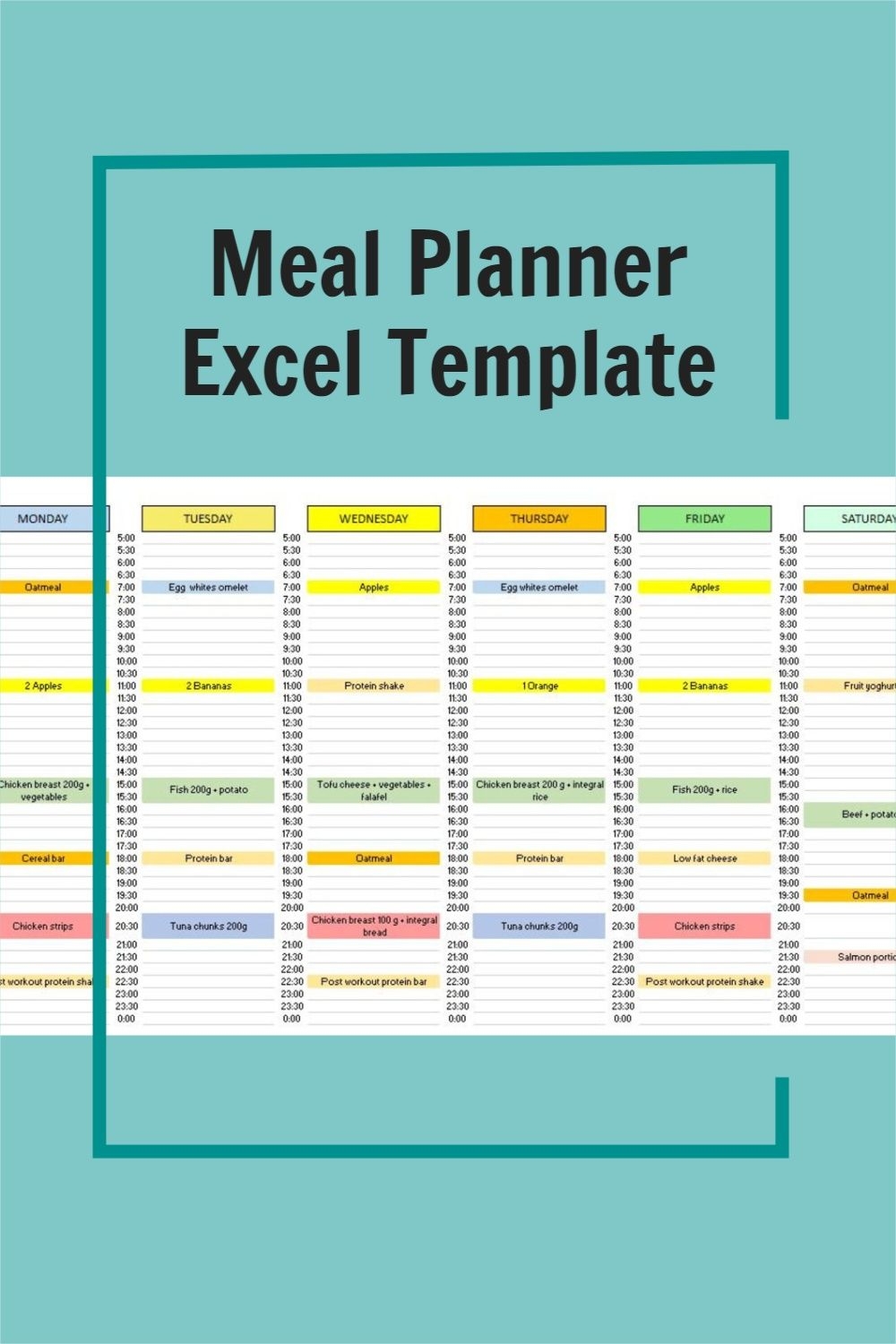 Excel Meal Plan Template Content Calendar Template