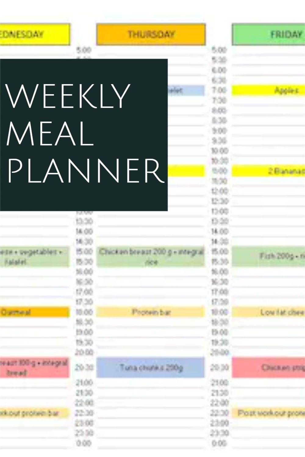 Excel Meal Plan Template Social Media Template