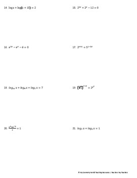 Exponentials And Logarithms C2 Maths Teaching Worksheets Library